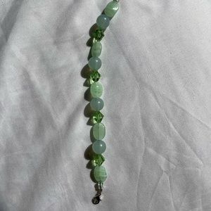 teal patterned beaded bracelet